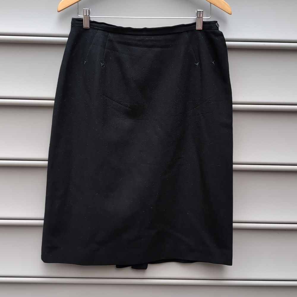 Vintage American Wool Pencil Skirt Quiet Luxury Retro Tailored Neutral Timeless
